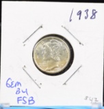 1938 Mercury Dime FSB GEM BU