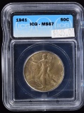 1941 Walking Half Dollar ICG MS-67 Toned Awesome Coin