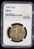 1947-D Walking Half Dollar NGC MS-64