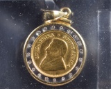 2002 Gold Krugerrand 1/10 oz 14kt Jewel Bezel