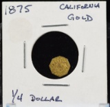 1875 Gold California 1/4 Dollar