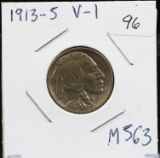 1913-S Buffalo Nickel Raised Ground Type 1  UNC