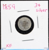 1858 Three Cent Silver XF