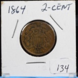 1864 Two Cent Piece Copper Coin