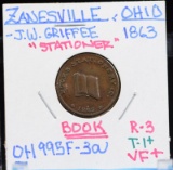 1863 CWT Zanesville OH 995F Griffee Station VF Plus