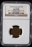 1863 CWT Cleveland OH175S Worthington Hardware NGC AU55BN