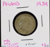 1934 Poland 2 Zlotec Low Mintage Silver