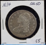 1834 Bust Silver Half Dollar About Unciculated
