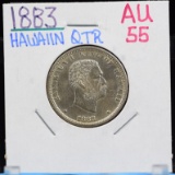 1883 Hawaiian Quarter AU 55
