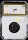 1955 Washington Quarter CAMEO Proof Rainbow Toned PR 66