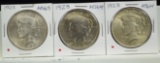1923 3 Peace Dollars MS 63/64 3 Coins