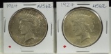 1924 2 Peace Dollars MS 62 2 Coins