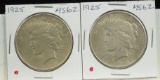 1925 2 Peace Dollars MS 62 2 Coins