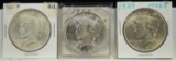 1922, 23 & 24 Peace Dollars BU