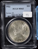 1922 Peace Silver Dollar White PCGS MS 63