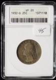 1932-D Washington Silver Quarter Key Date ANACS Very Fine