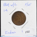 1864 Indian With L Variety Low Mintage F/VF