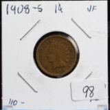 1908-S Indian Head Cent Low Mintage Date Very Fine
