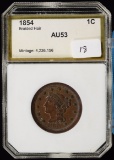 1854 Braided Hair Copper Large Cent Graded AU-53 PCI Nice!