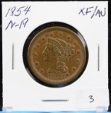 1854 Braided Hair Copper Large Cent - Newcomb 19 XF/AU