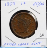 1854 Braided Hair Large Cent Extra Fine/AU