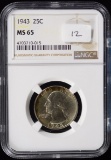 1943 Washington Silver Quarter GEM UNC MS 65 Nice Originality