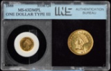1888 $1 Gold Liberty MS 63 DMPL Type 3 INS Super Coin