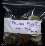 1 Pound of Foreign Coins over 70 Pieces