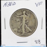 1938-D Walking Liberty Silver Half Dollar Low Mintage Date