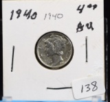 1940 Silver Mercury Dime Uncirculated
