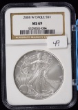 2008-W American Silver Eagle W Mint mark NGC MS 69
