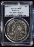 1993 Silver $1 Jefferson  250th Anniversary PCGS MS-69