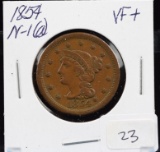 1854 Braided Hair Copper Large Cent - Very Fine Plus