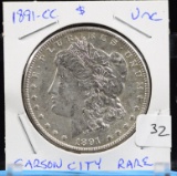 1891-CC Morgan Silver Dollar Carson City Uncirculated - Unc