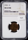 1925 Lincoln Wheat Copper Cent MS 64 Red Brown NGC