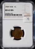 1909 VDB Lincoln Wheat Cent First Year NGC MS 63