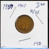 1907 Copper Indian Head Cent Very Fine