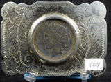 1922 Peace Dollar in Belt Buckle Used