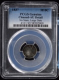 1837 Seated Half Dime PCGS Genuine AU details No Stars Lg D