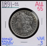 1891-CC Morgan Dollar AU 55 VAM 3 Spitting Eagle