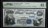 1882 $10 Date Back Blue RARE The Citizens NB Cincinnati PMG XF45