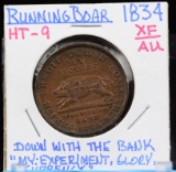 1834 HT-9 Running Boar Hard Times Token XF/AU