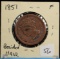 1851 Braided Hair Large Cent Copper Piece Fine