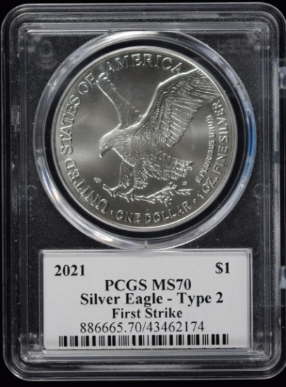 2021 American Silver Eagle Ty 2 PCGS MS70 1st Strike Master Cleveland