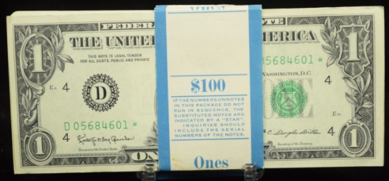 100 $1 Federal Reserve Notes Consecutive Serial Numbers