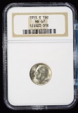 1953 Roosevelt Dime NGC MS-67