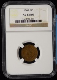 1868 Indian Head Cent NGC AU-53 Brown