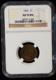1866 Indian Head Cent NGC AU-55 Brown