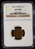 1864 L Bronze Indian Head Cent NGC AU-53 Brown