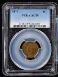 1874 Indian Head Cent PCGS AU-58